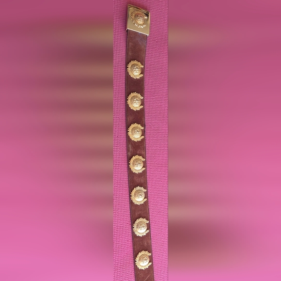 Brown Leather Belt with Gold Accents - Picture 3 of 3